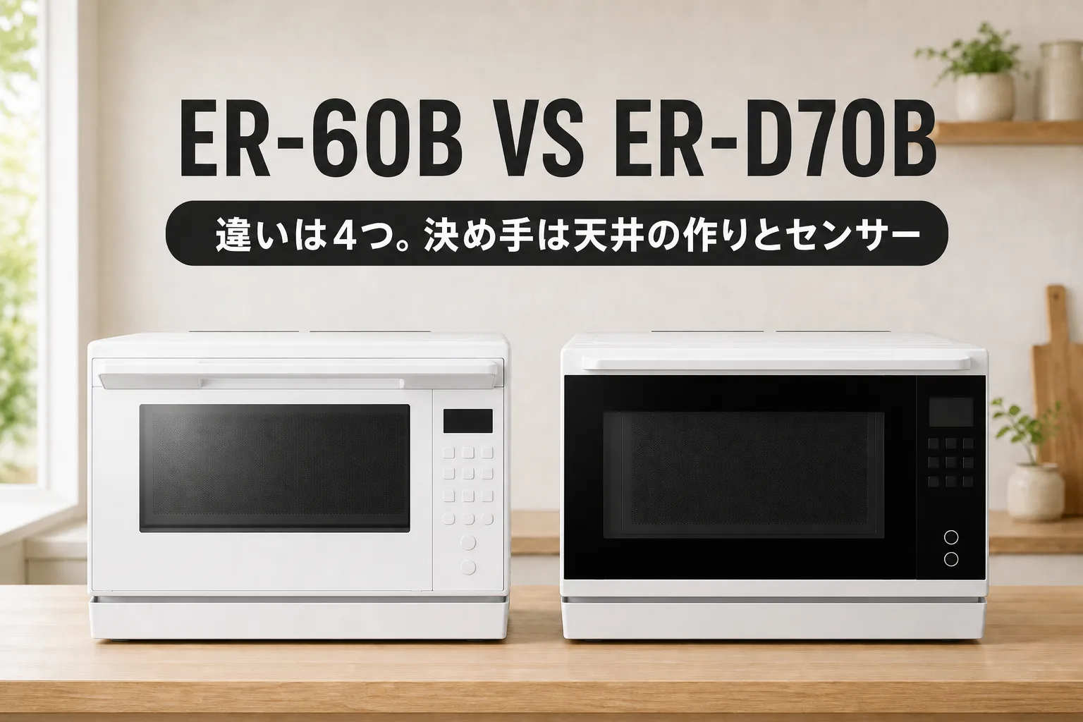 【東芝】ER-60BとER-D70Bの違いを比較。同じ「石窯」でも天井の作りとセンサーが違う、しかも差は数千円
