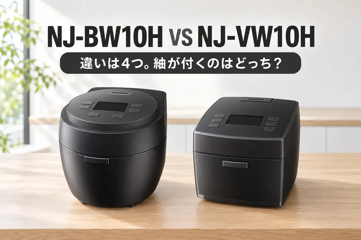 【三菱・本炭釜】NJ-BW10HとNJ-VW10Hの違いは4つ。紬が付くのはどっち？炊き分け15通りと3段階の差から比較