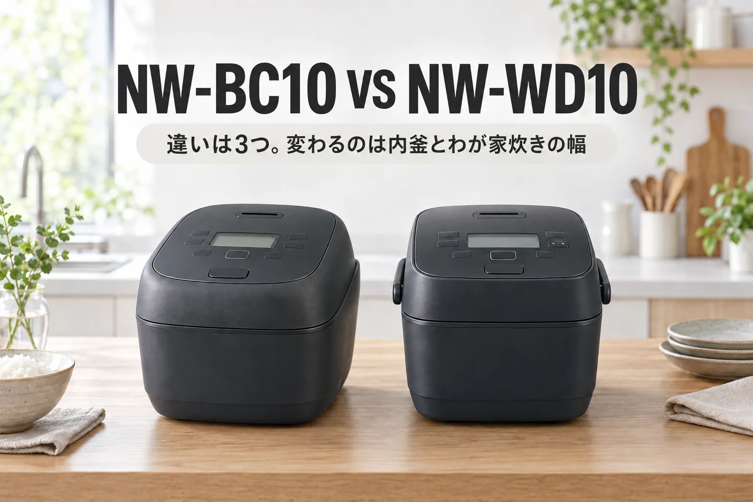 【象印・豪熱大火力】NW-BC10とNW-WD10の違いは3つ。数千円の差で変わるのは内釜とわが家炊きの幅